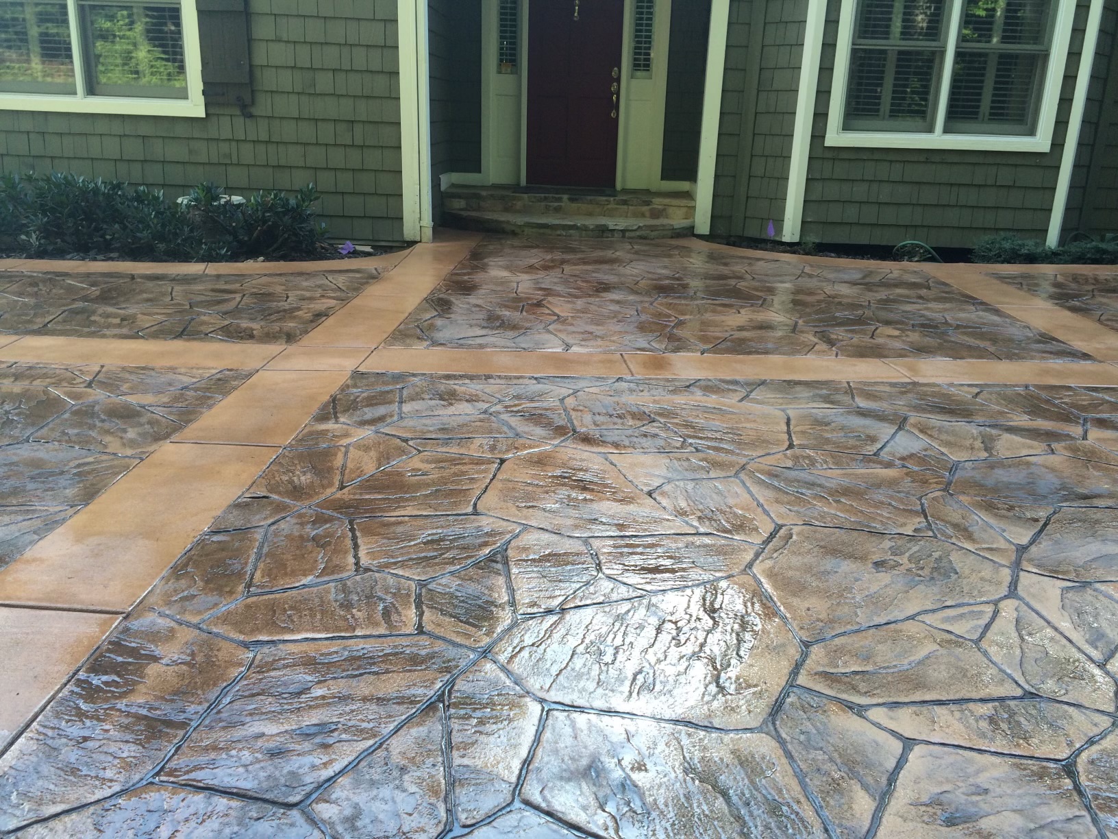 Front driveway pour and stamp